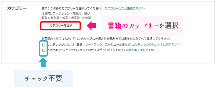 KDP出版のカテゴリーの設定